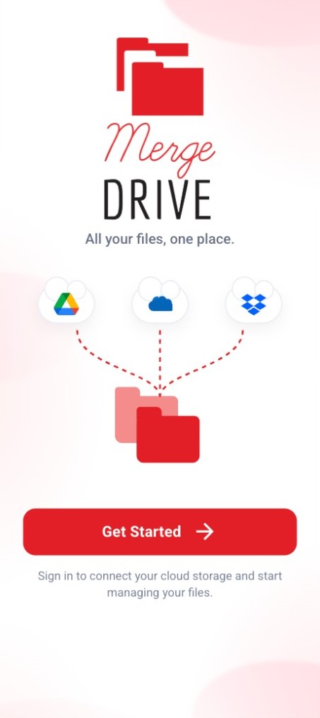 Merge Drive welcome screen